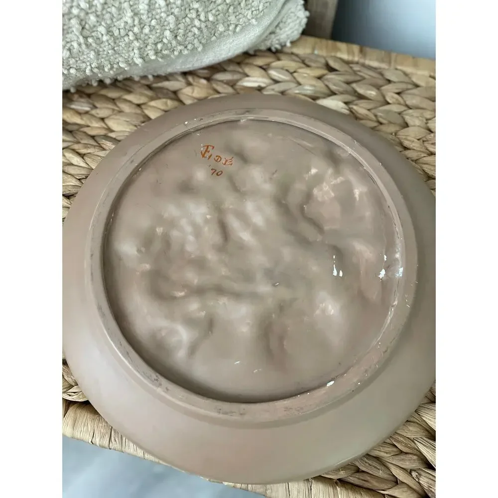 Vintage 70’s Handpainted Chalkware Floral Decorative Plate Cottagecore Farmhouse